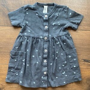 Kate Quinn Gray and Blue Moon and Starry Kids Dress size 12-18m Organic Cotton